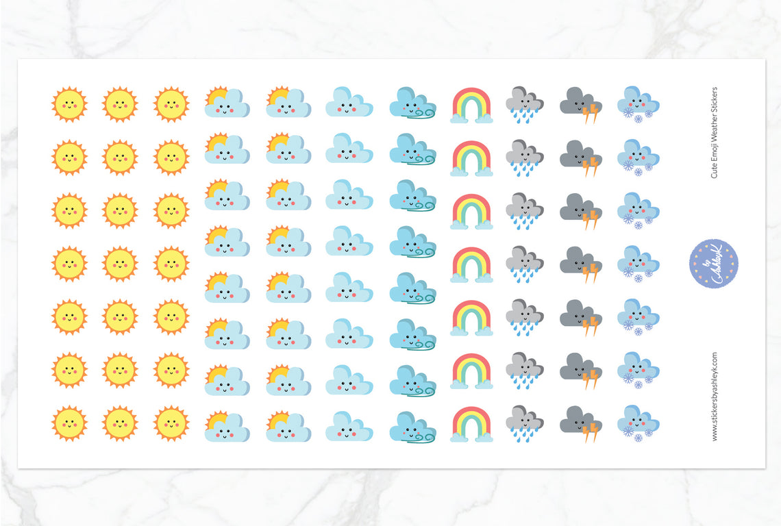 Cute Emoji Weather Stickers - With Snow