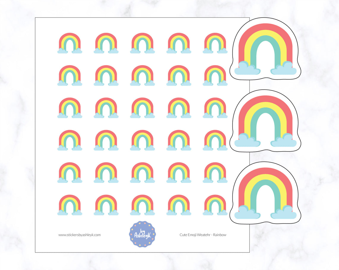 Rainbow Cute Emoji Weather Planner Stickers