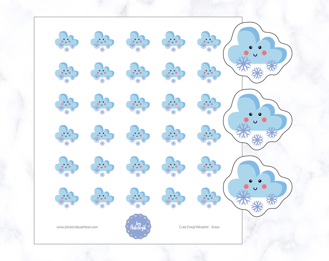 Snow Cute Emoji Weather Planner Stickers