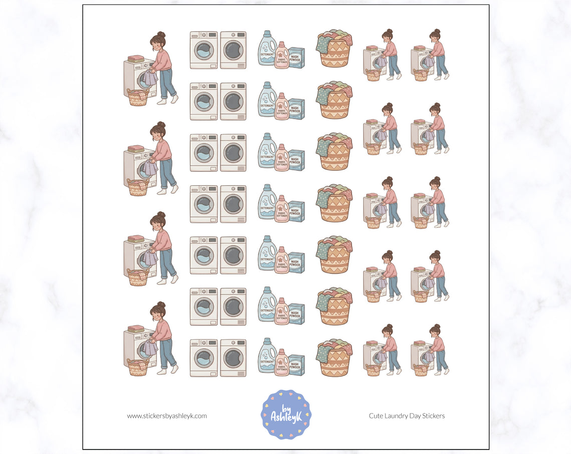 Cute Laundry Day Planner Stickers