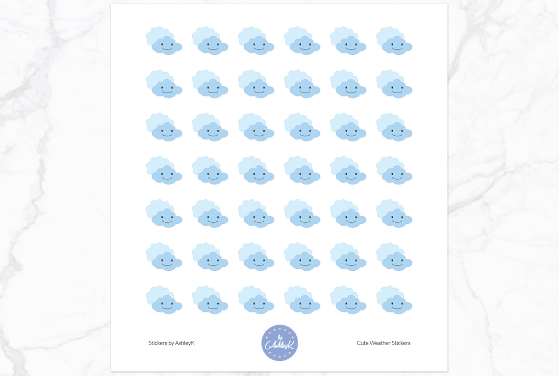 Cloudy Cute Weather Planner Stickers