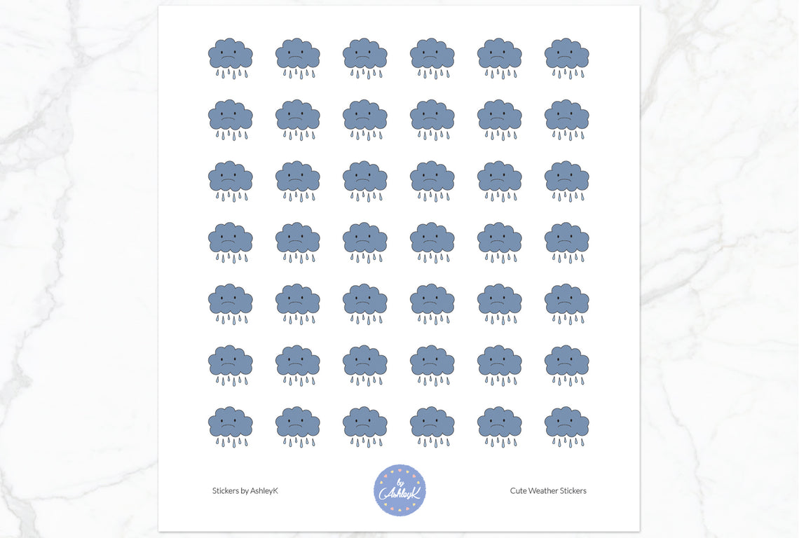 Rain Cute Weather Planner Stickers