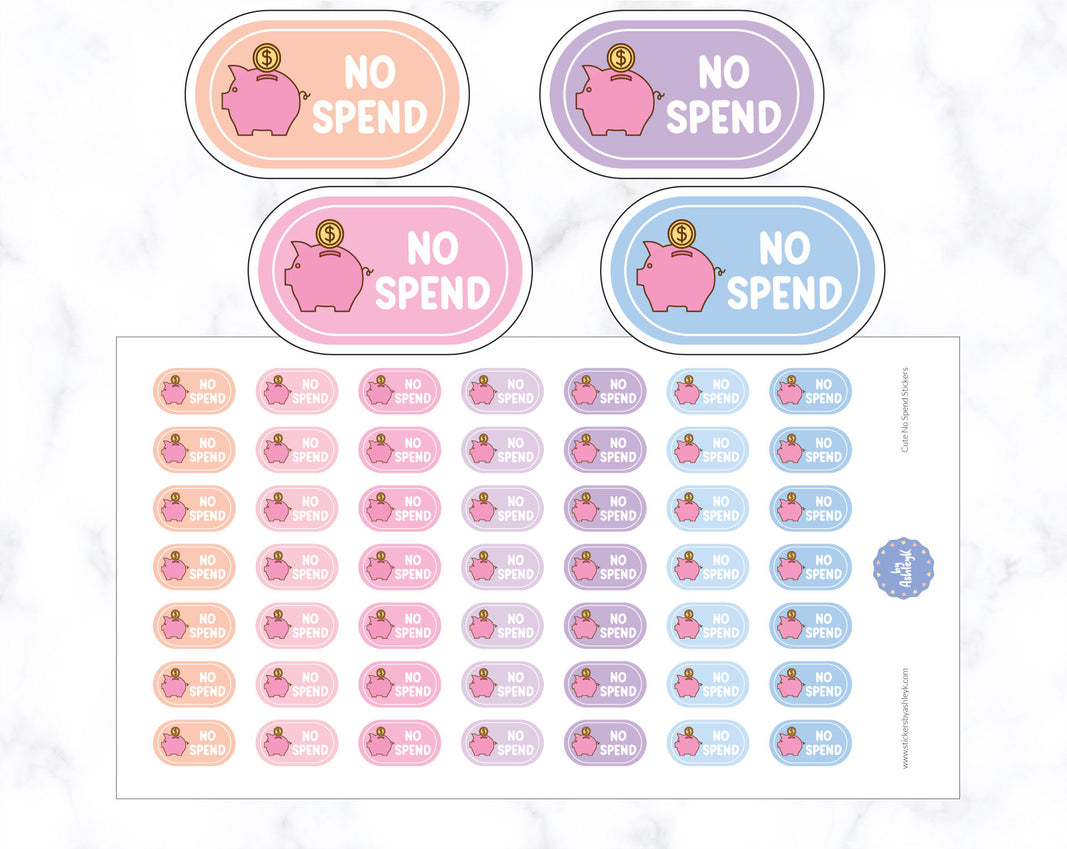 Cute No Spend Planner Stickers