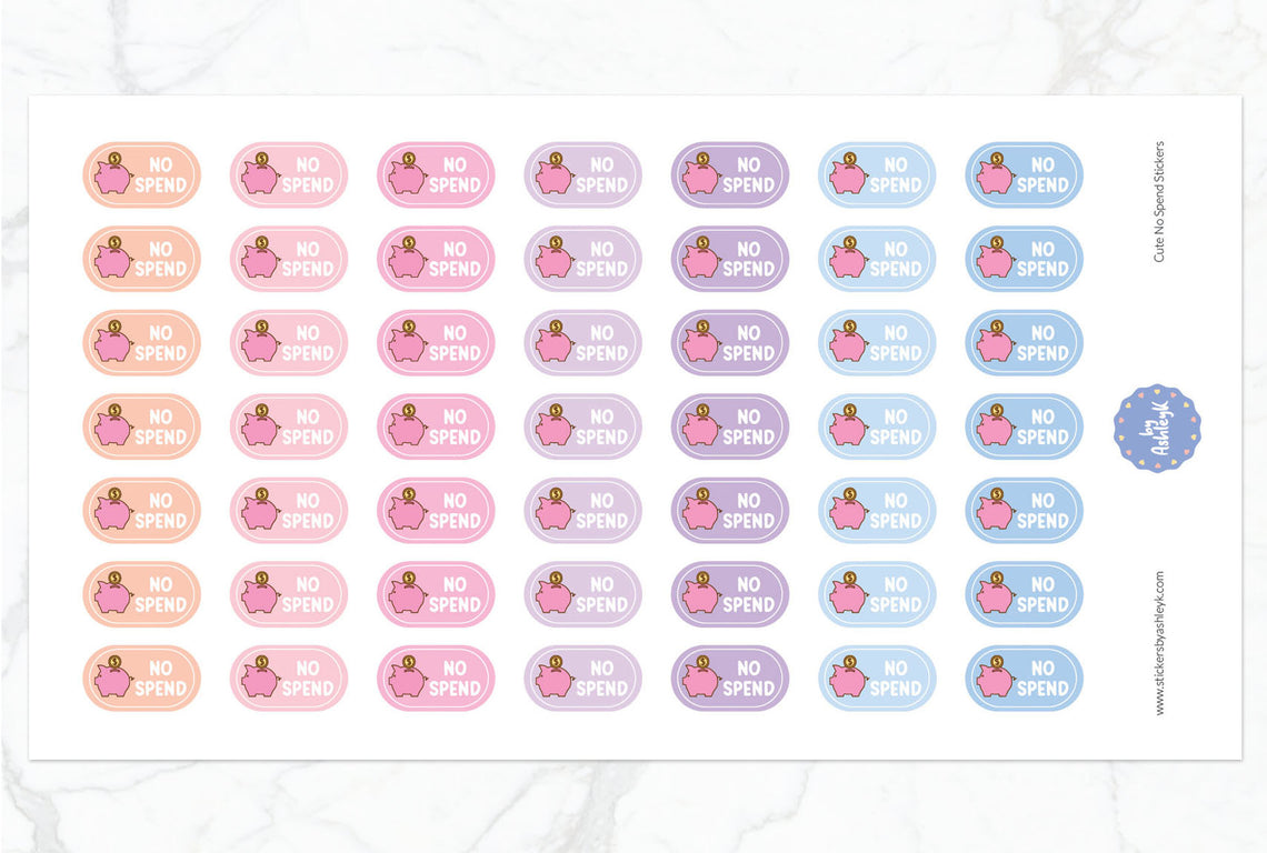 Cute No Spend Planner Stickers - Pastel Sunset