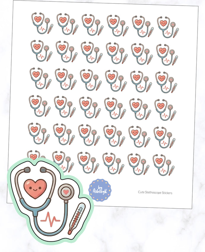Cute Stethoscope Planner Stickers