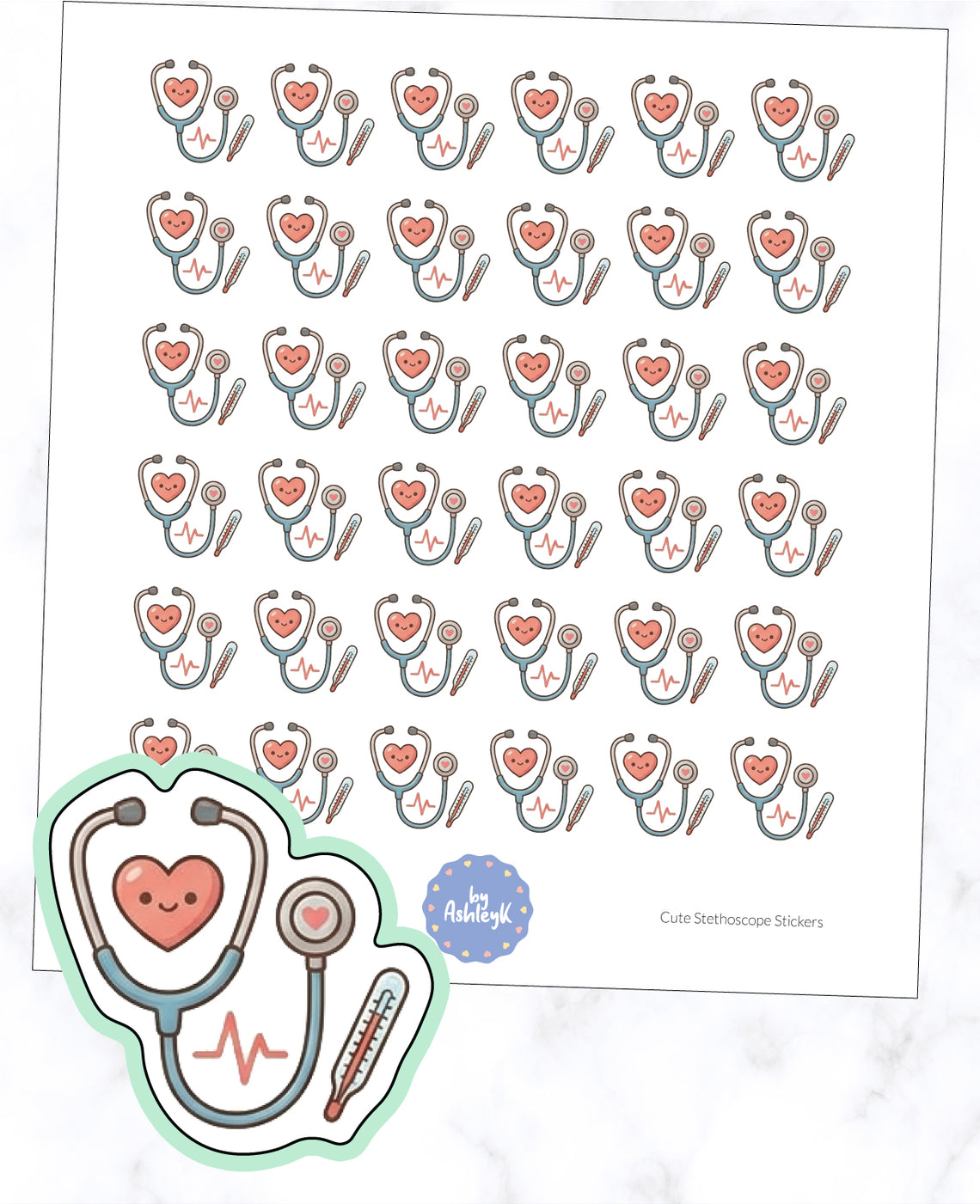 Cute Stethoscope Planner Stickers