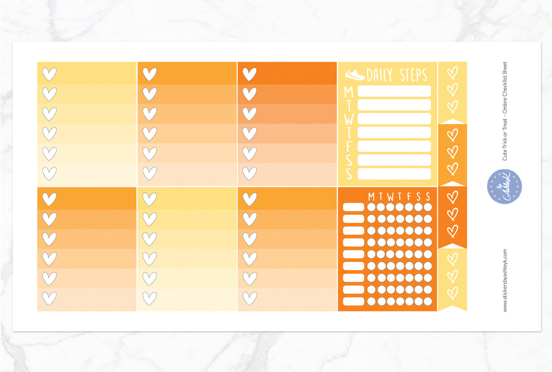 Cute Trick or Treat Weekly Kit  - Ombre Checklist Sheet