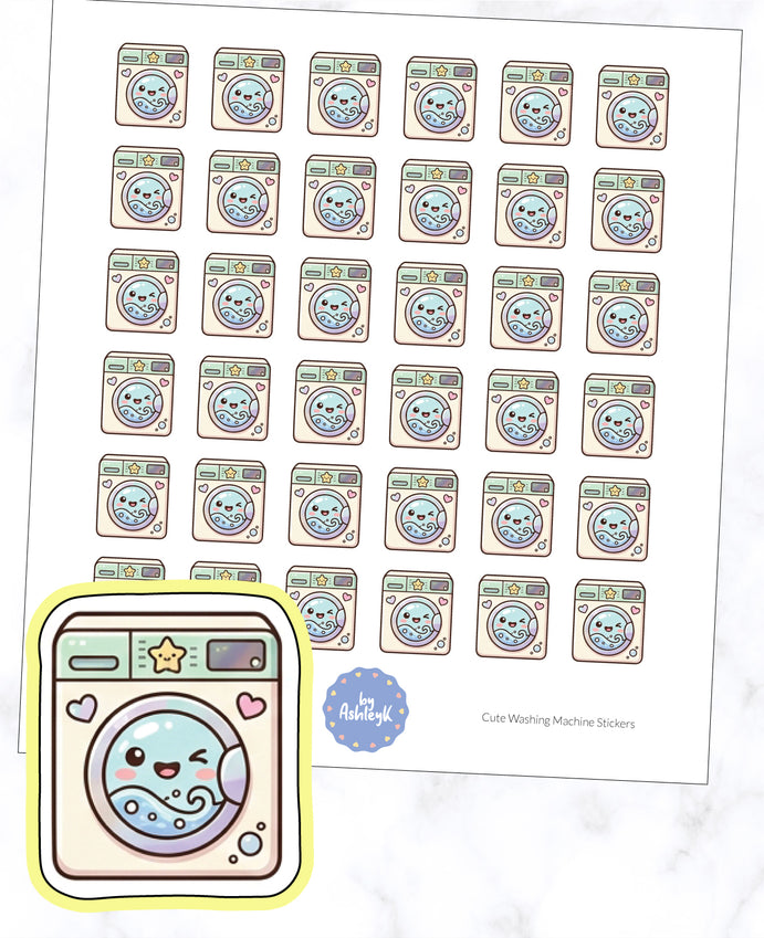 Cute Washing Machine Planner Stickers