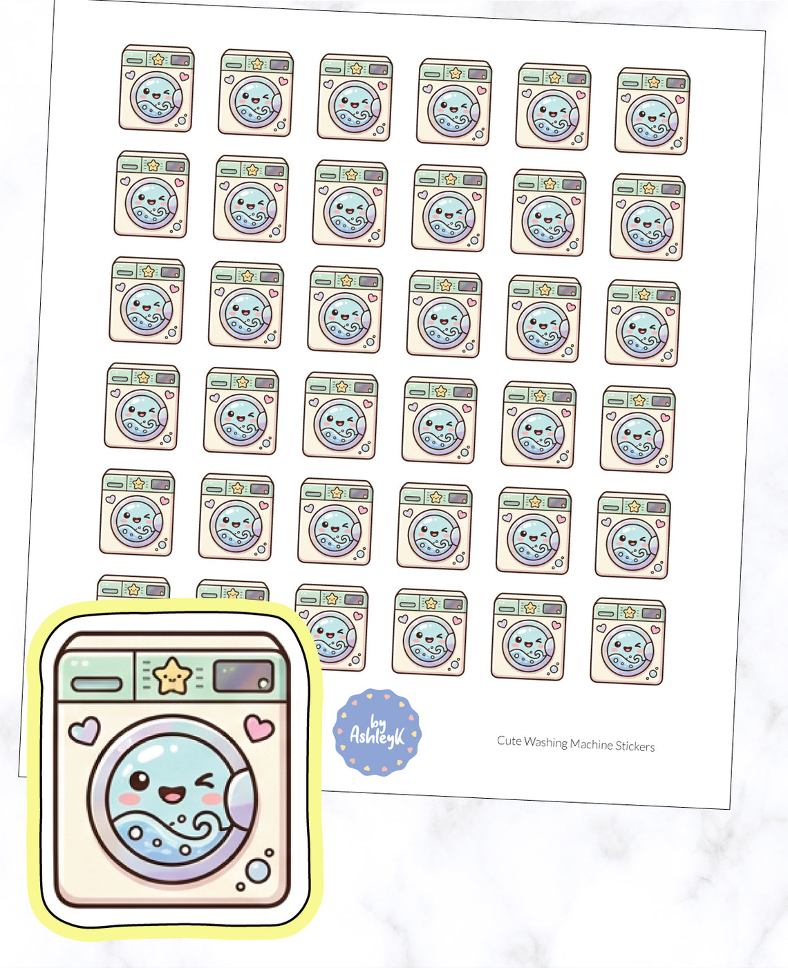 Cute Washing Machine Planner Stickers