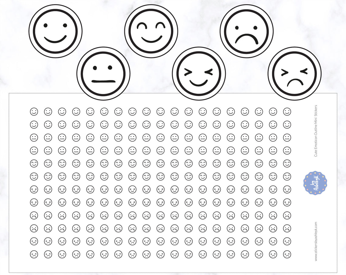 Mini Outline Cute Emoticon Stickers