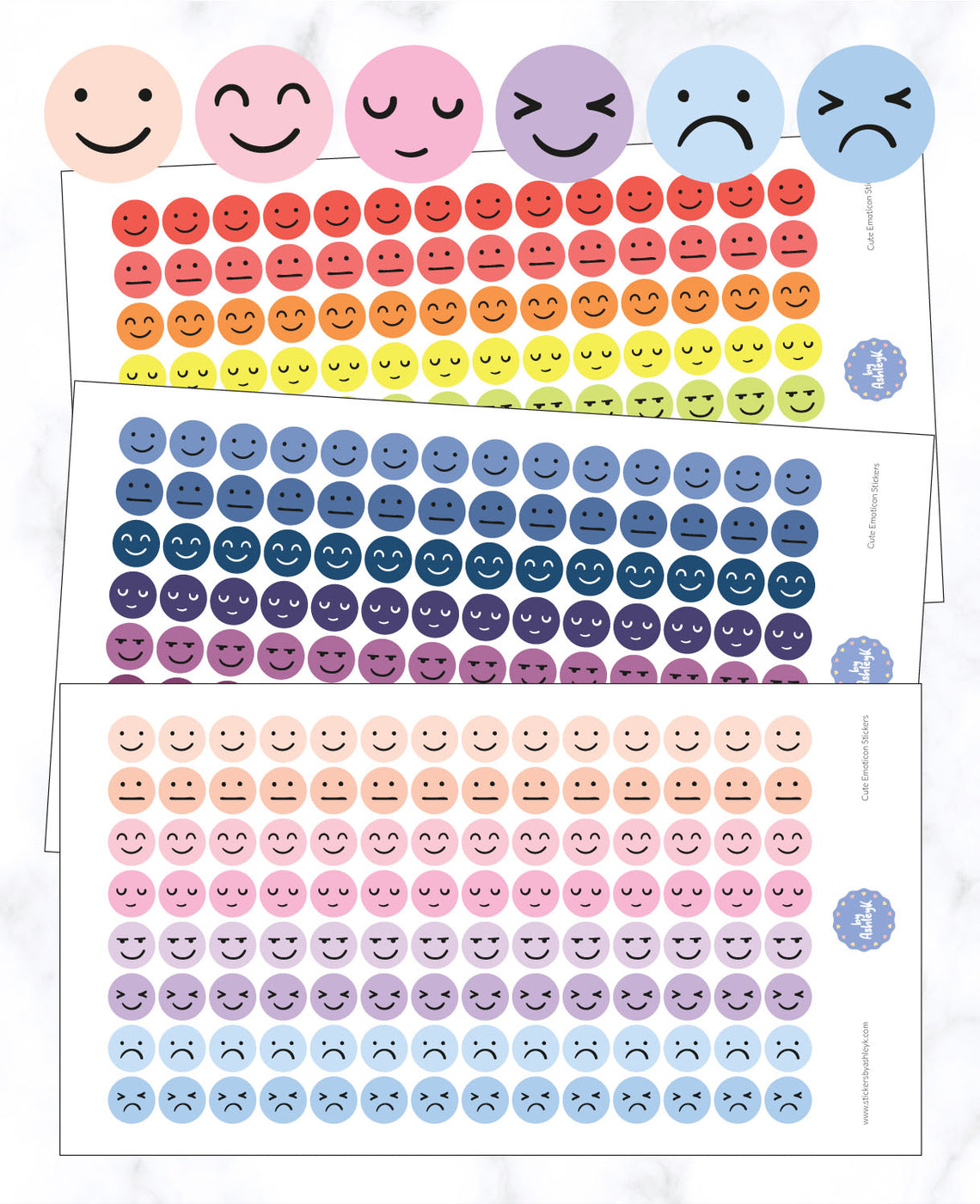 Cute Emoticon Round Stickers