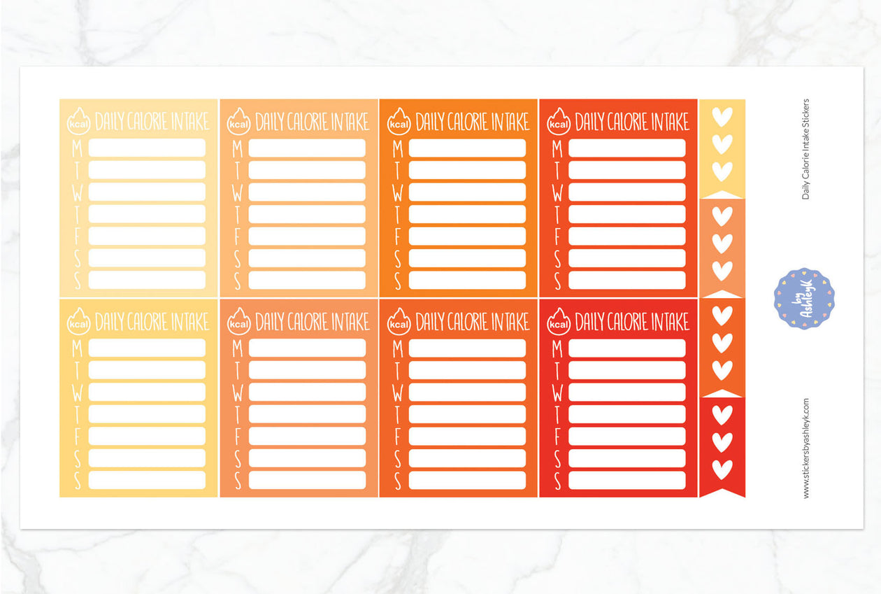 Daily Calorie Intake Planner Stickers - Orange