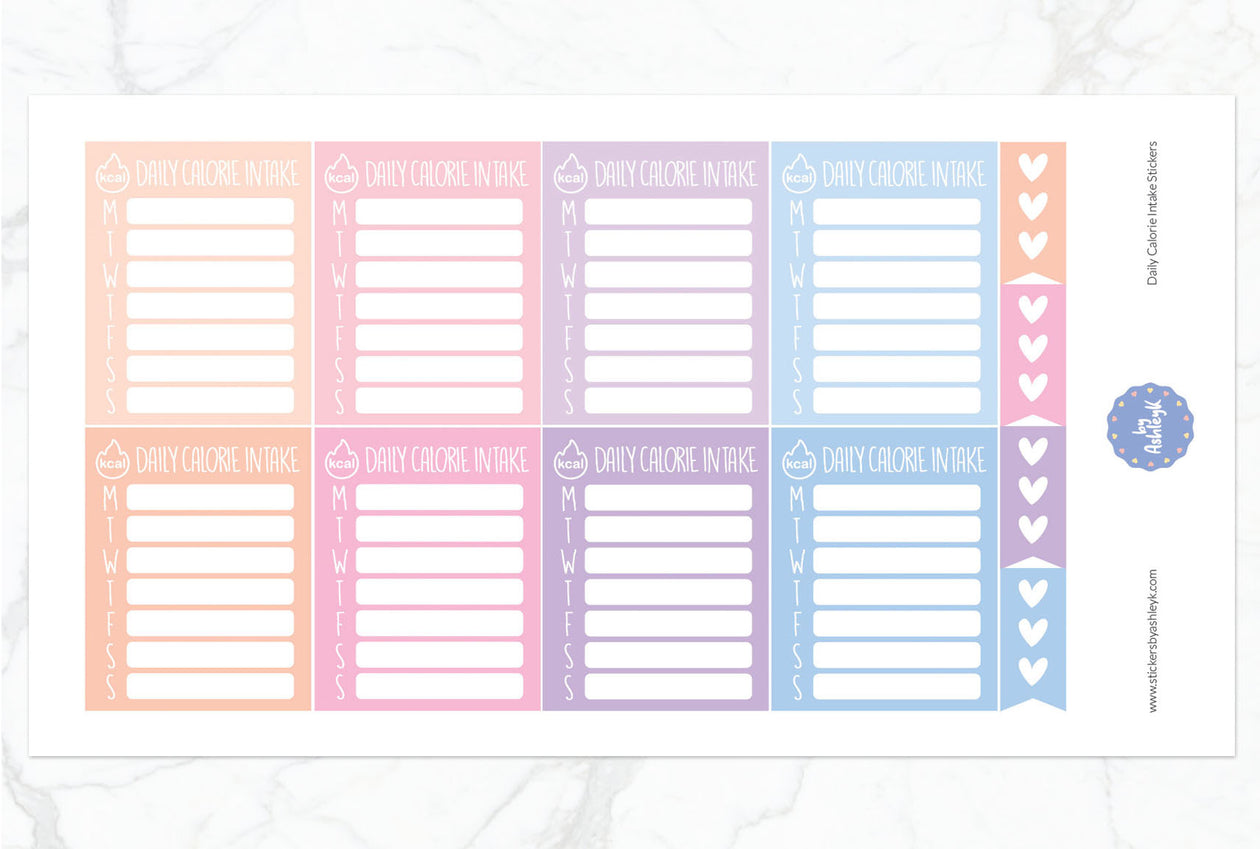 Daily Calorie Intake Planner Stickers - Pastel Sunset