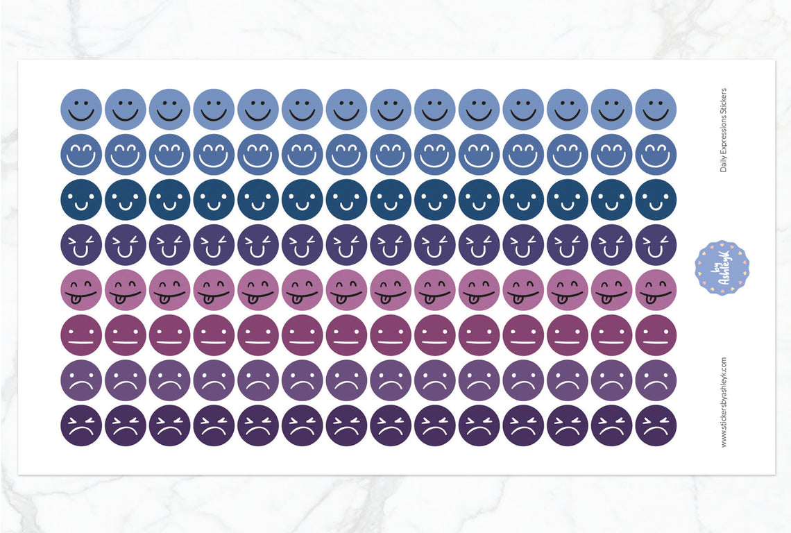 Daily Expressions Planner Stickers - Blueberry