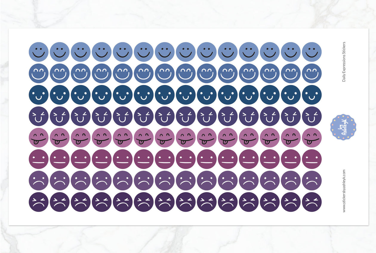 Daily Expressions Planner Stickers - Blueberry