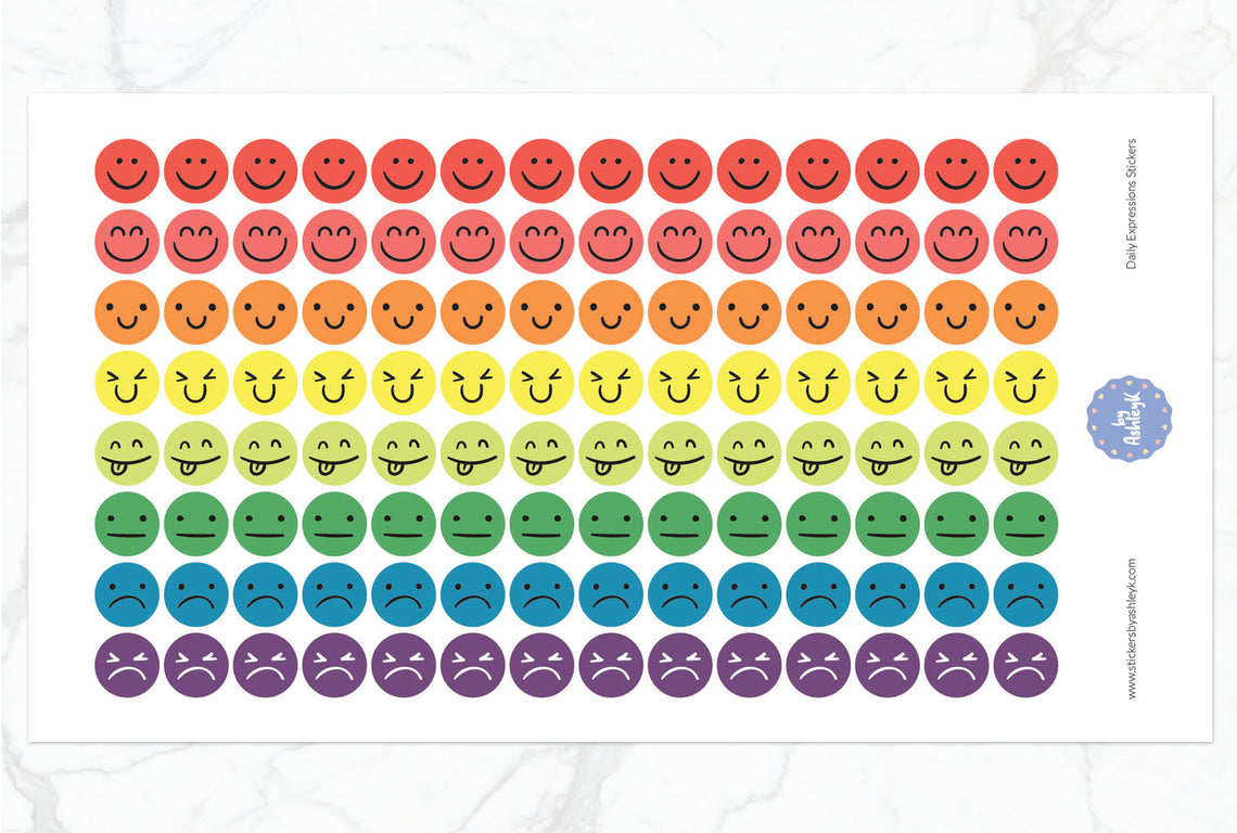 Daily Expressions Planner Stickers - Pastel Rainbow