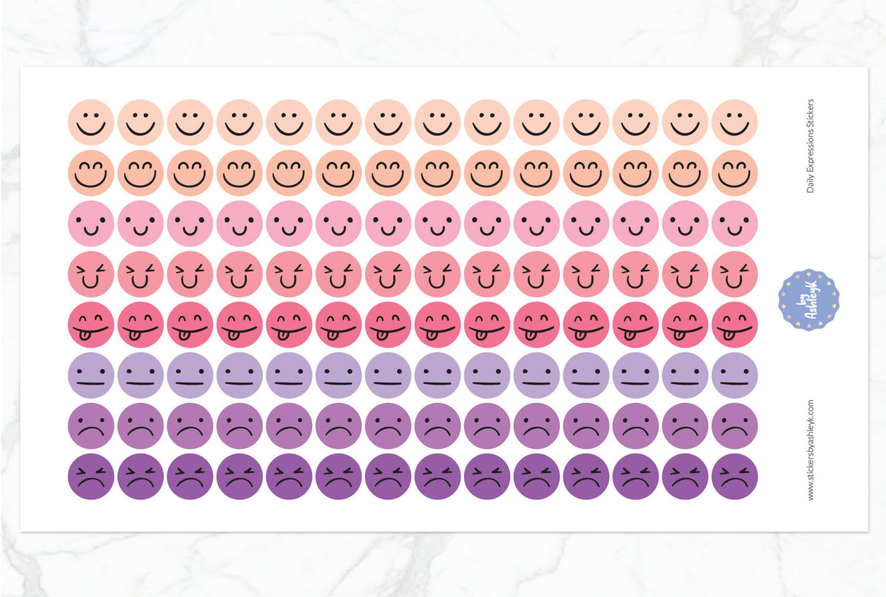 Daily Expressions Planner Stickers - Raspberry
