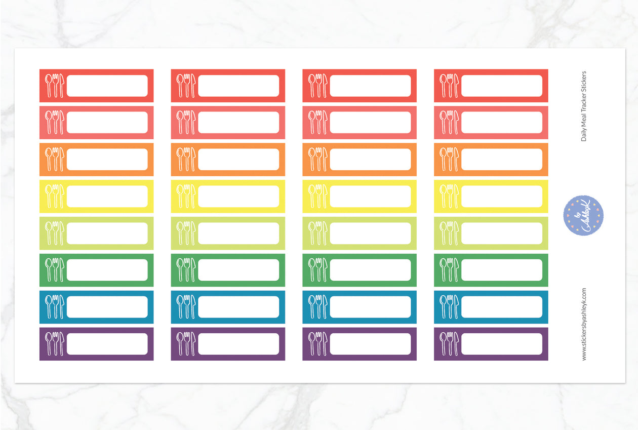 Daily Meal Tracker Stickers - Pastel Rainbow