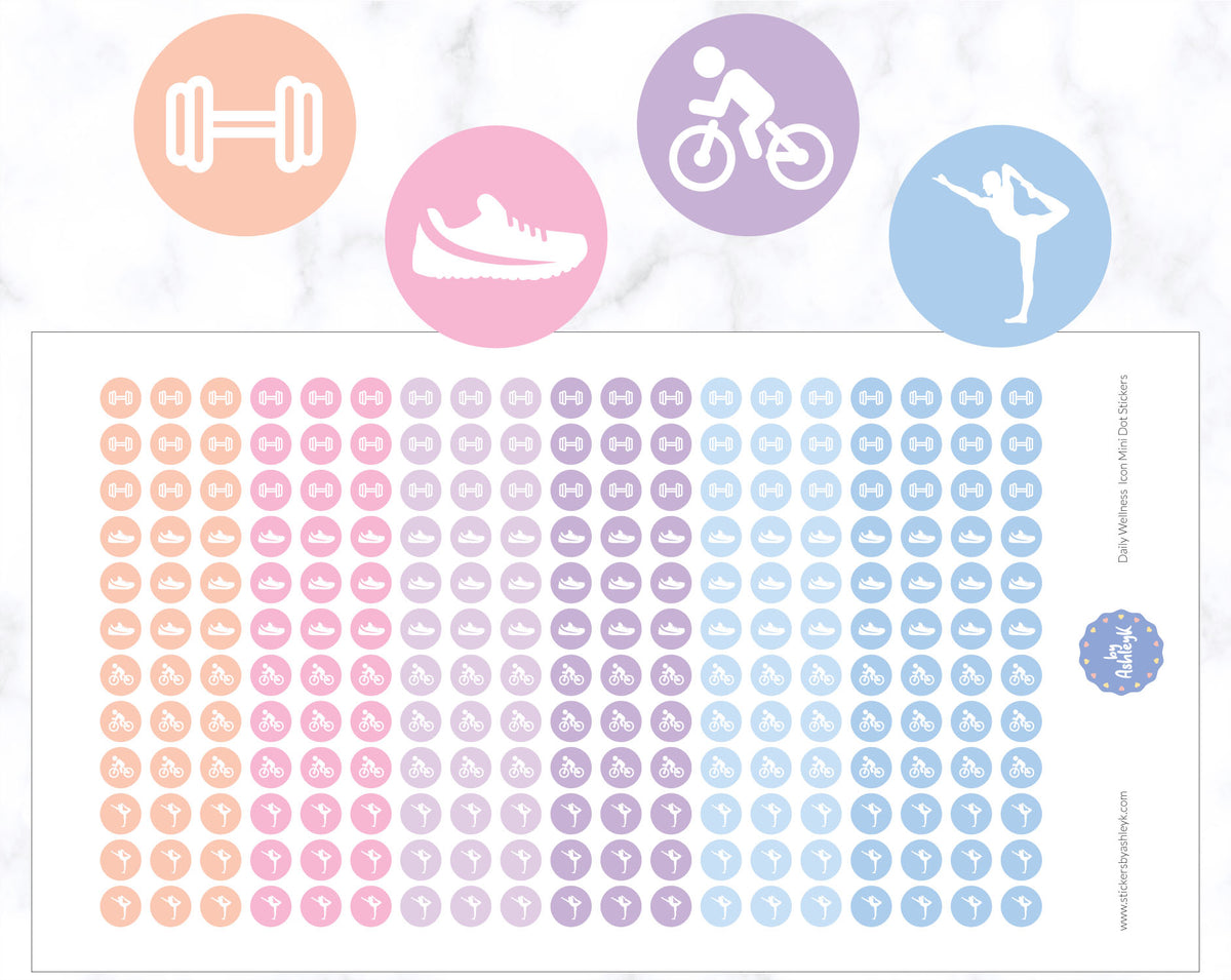 Daily Wellness Icon Mini Dot Planner Stickers – Stickers by AshleyK