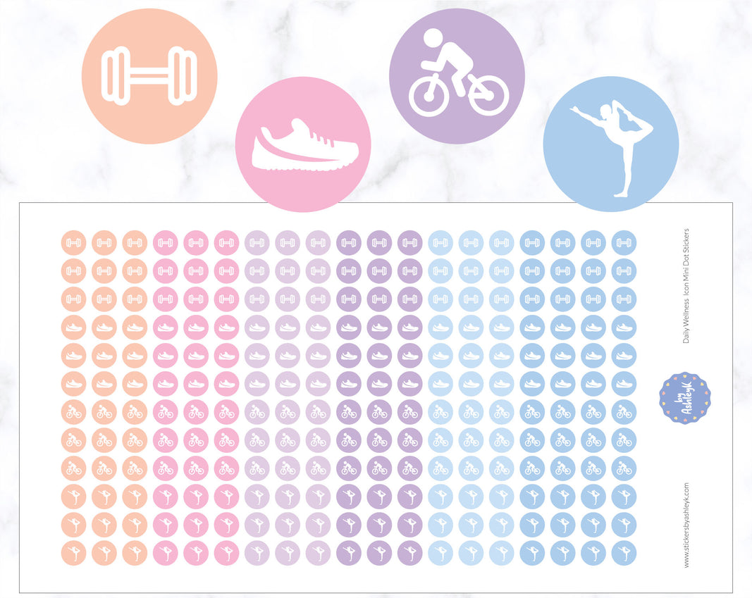 Daily Wellness Icon Mini Dot Planner Stickers