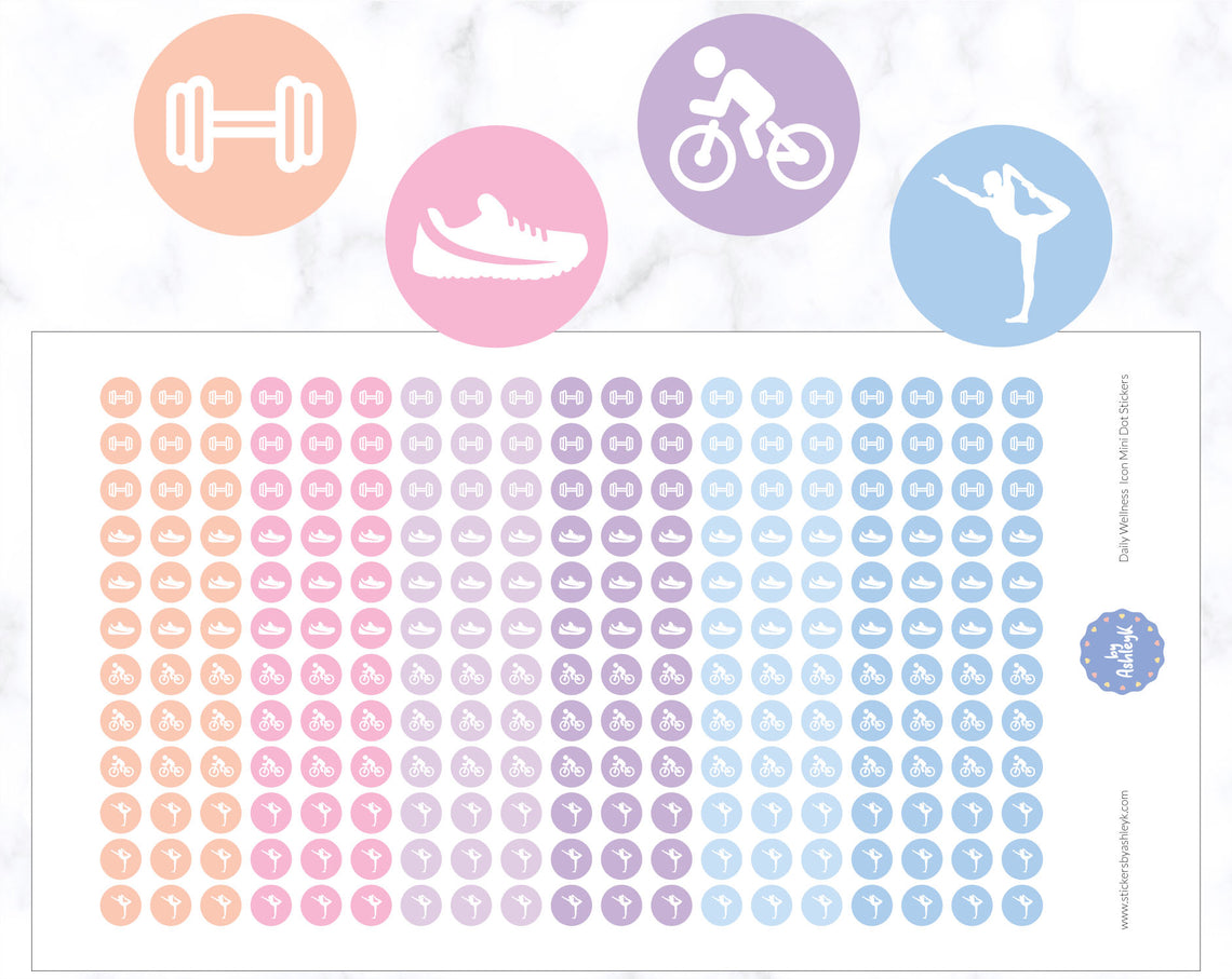Daily Wellness Icon Mini Dot Planner Stickers