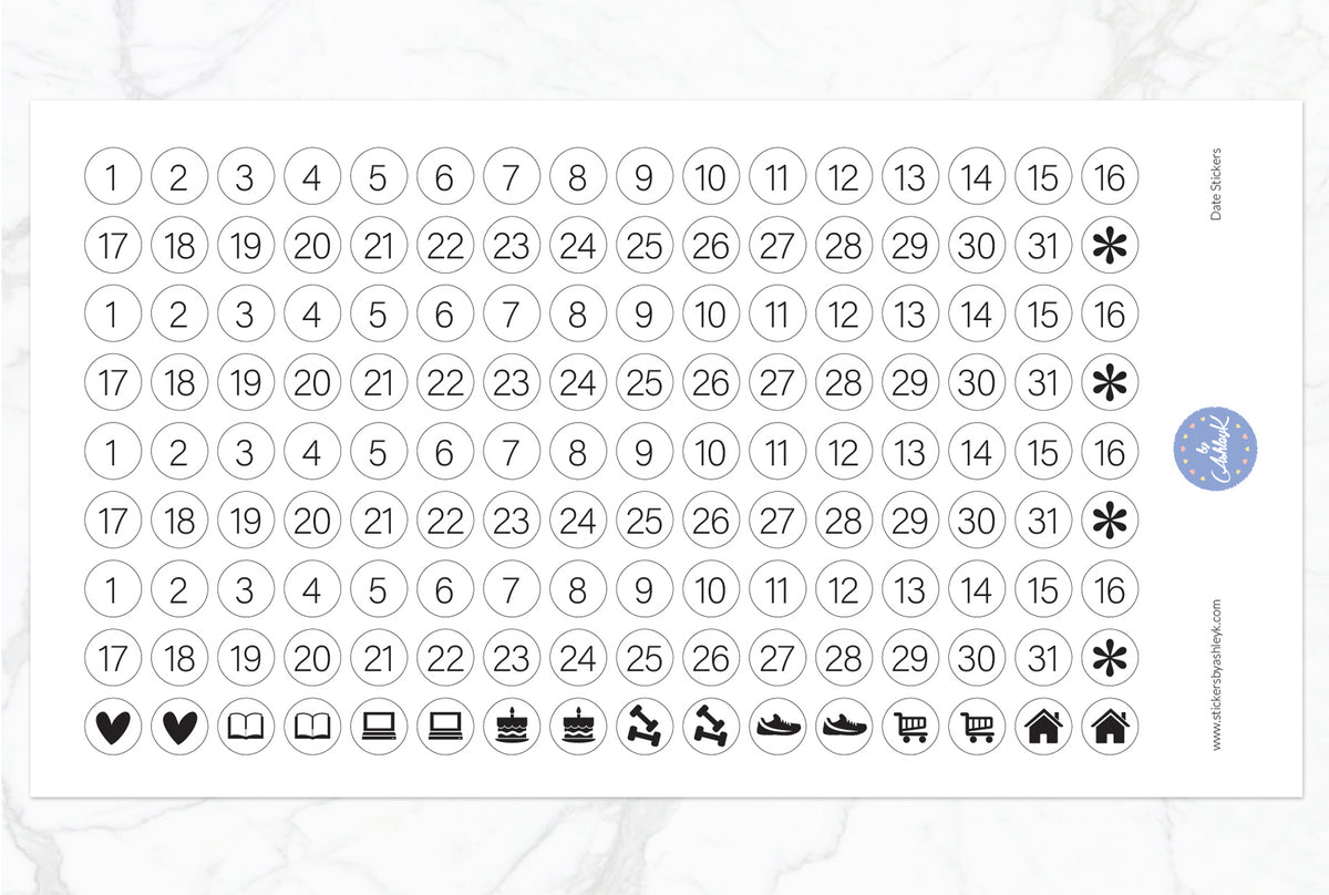 Date Stickers 9 – Stickers by AshleyK
