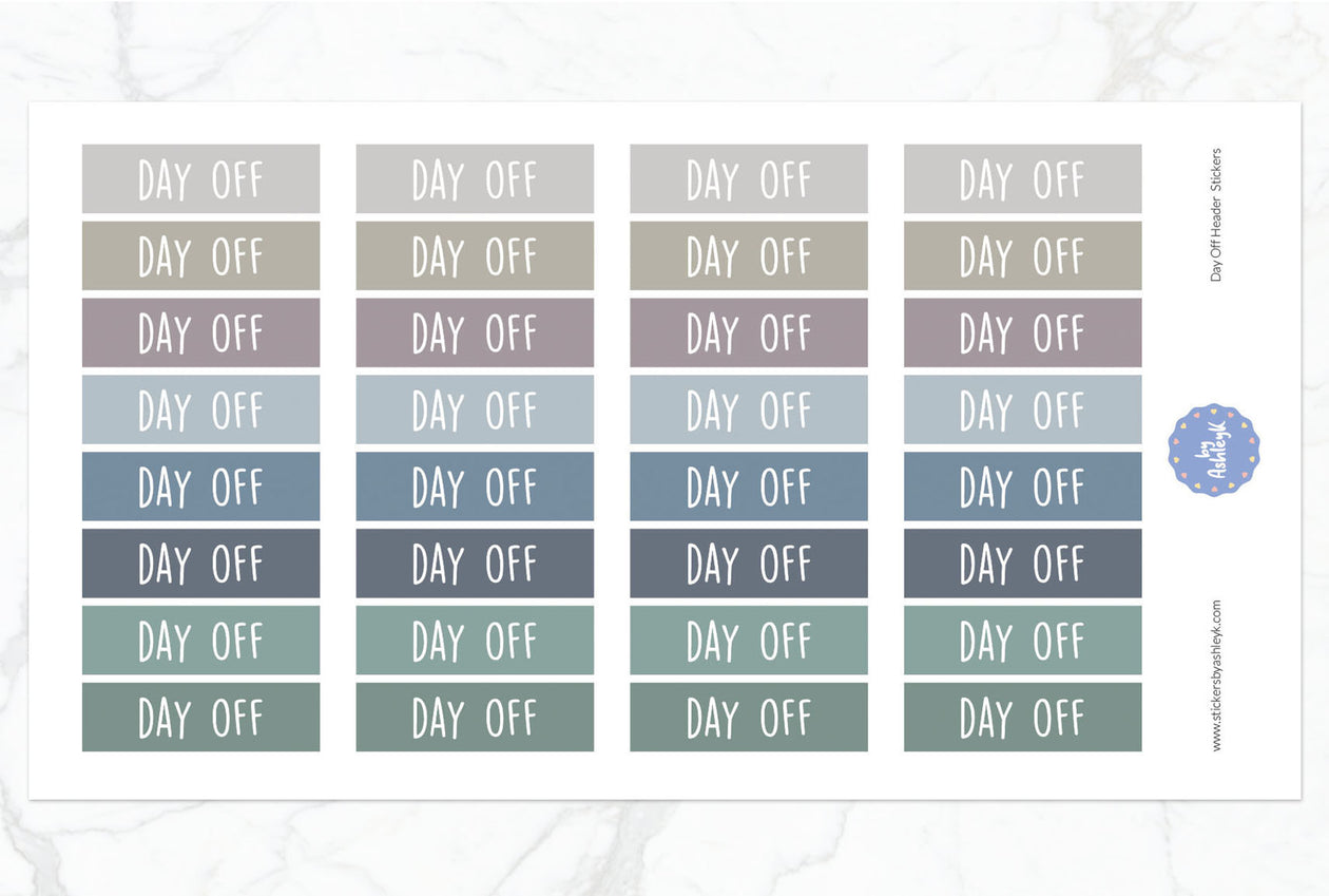 Day Off Header Planner Stickers - Modern Neutral