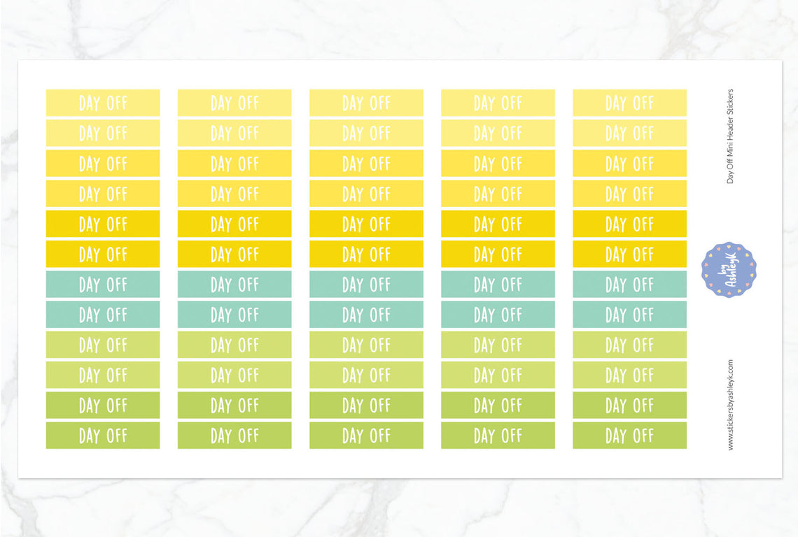 Day Off Mini Header Planner Stickers - Lemon&Lime