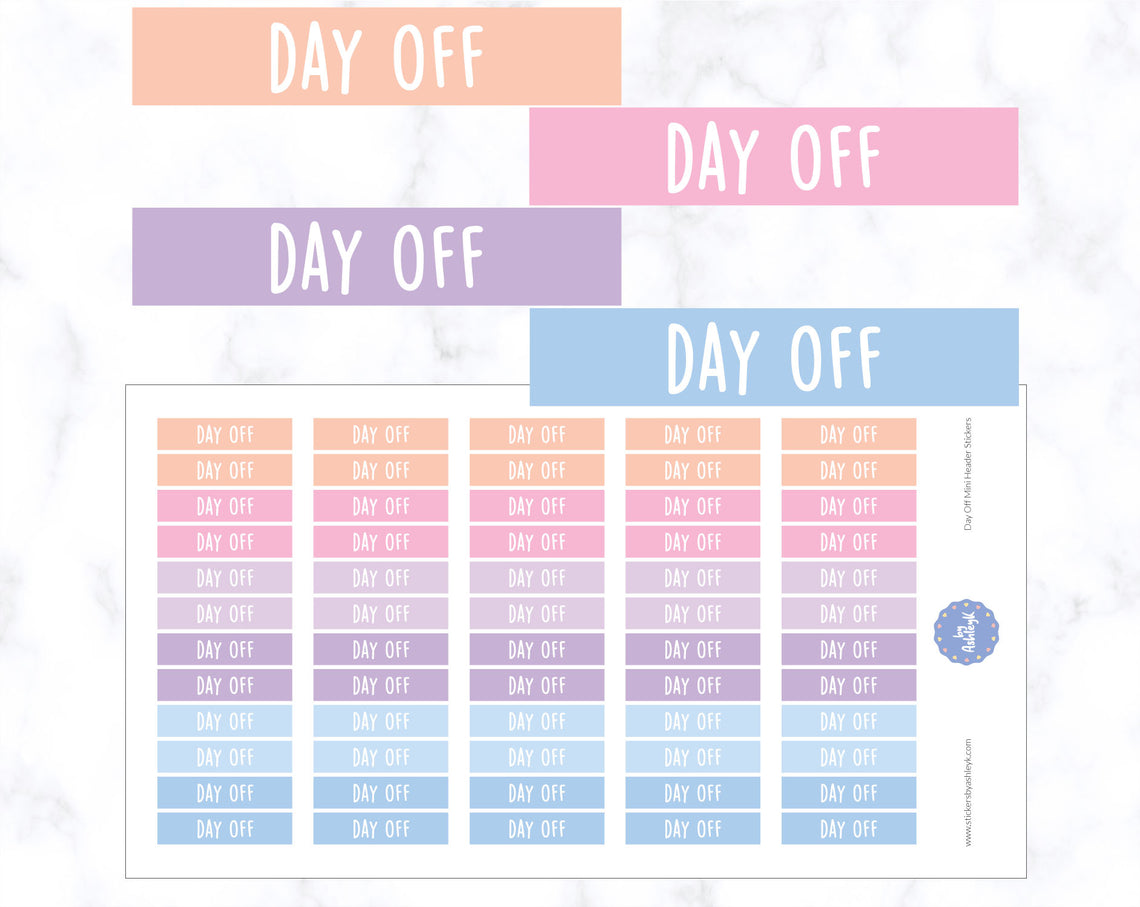 Day Off Mini Header Planner Stickers