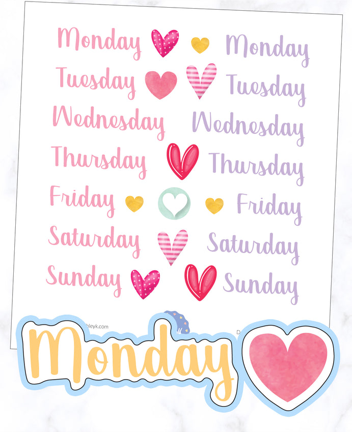 Days of the Week Planner Stickers