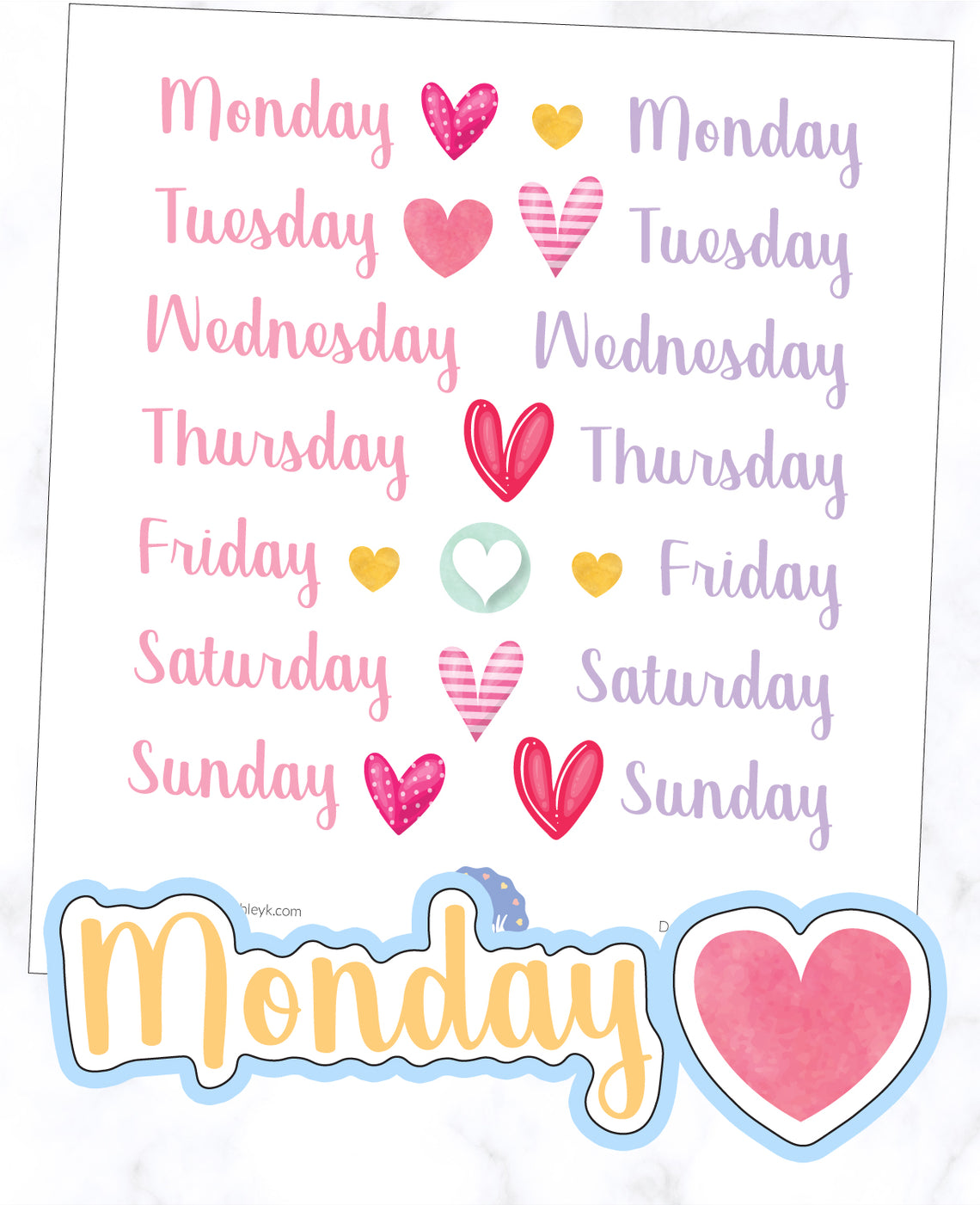 Days of the Week Planner Stickers