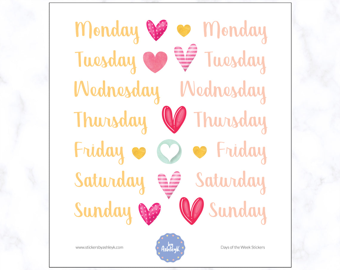 Days of the Week Planner Stickers - Citrus