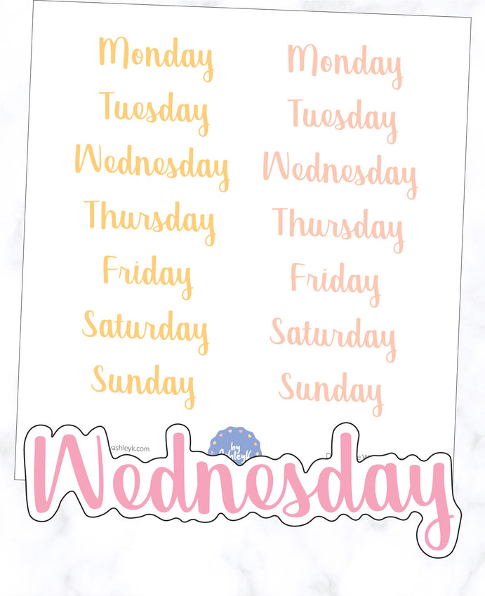 Days of the Week Planner Stickers