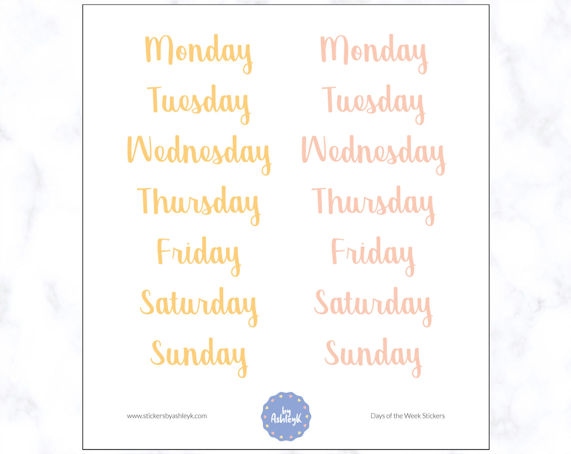 Days of the Week Planner Stickers - Citrus