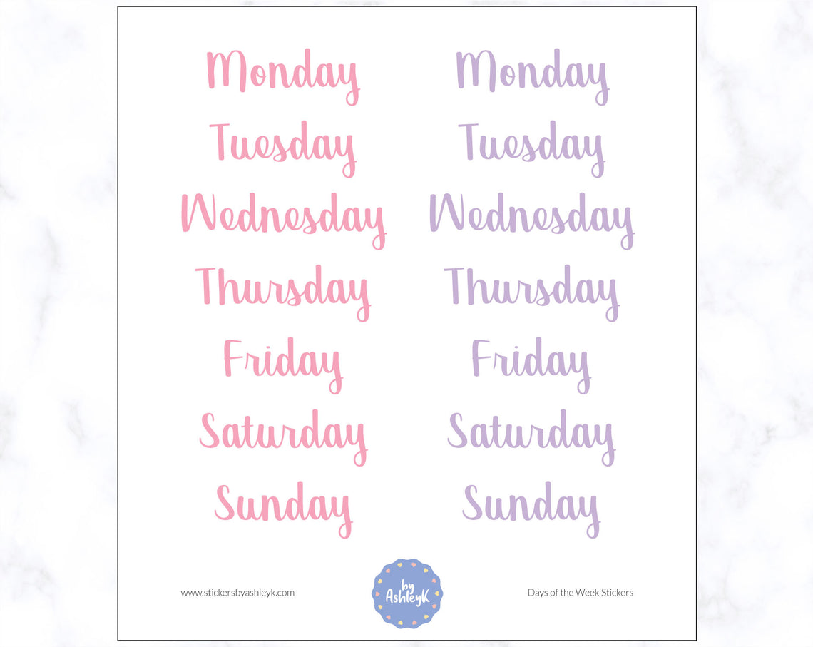 Days of the Week Planner Stickers - Sunset