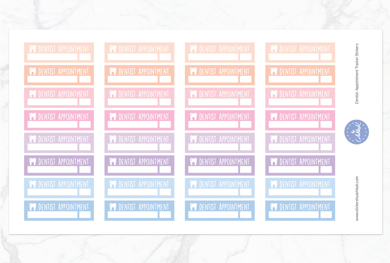 Dentist Appointment Tracker Stickers - Pastel Sunset
