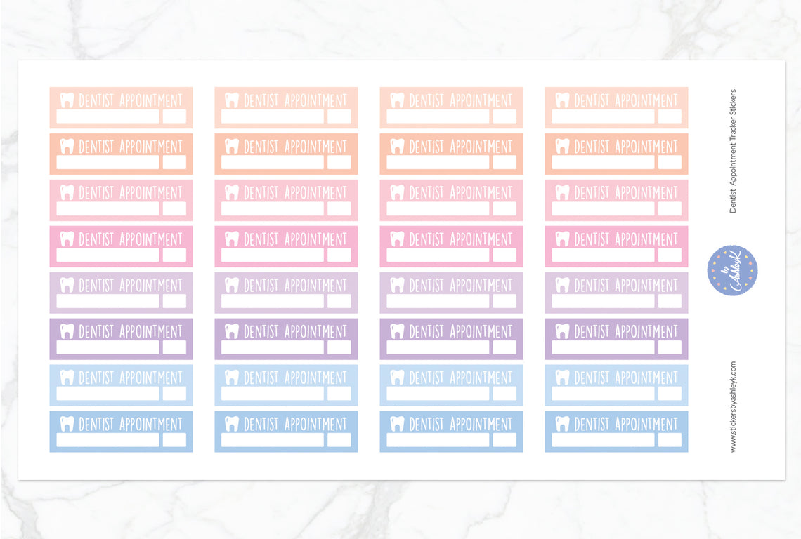 Dentist Appointment Tracker Stickers - Pastel Sunset