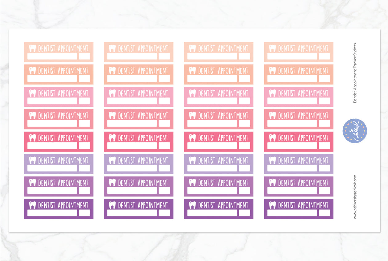 Dentist Appointment Tracker Stickers - Raspberry