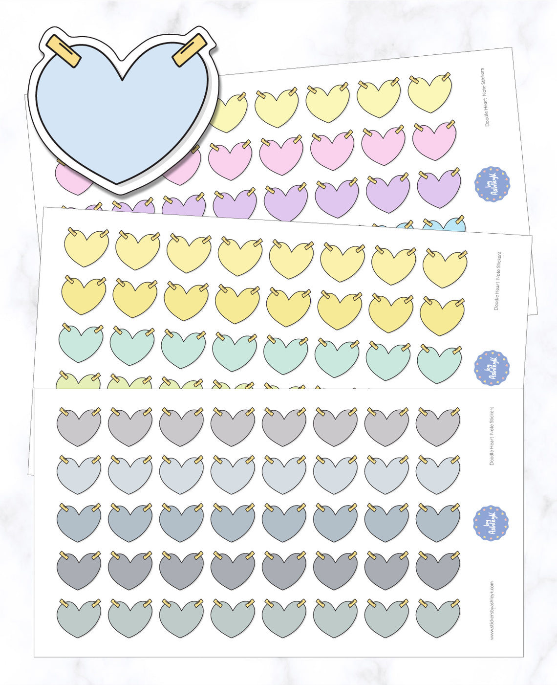 Doodle Heart Note Stickers