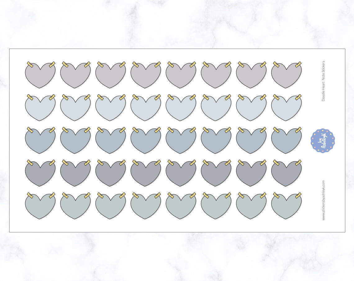 Doodle Heart Note Stickers - Modern Neutral