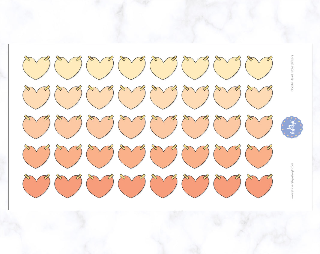 Doodle Heart Notee Stickers - Orange