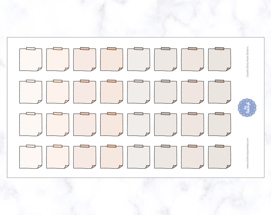 Doodle Sticky Note Stickers - Beige Neutral