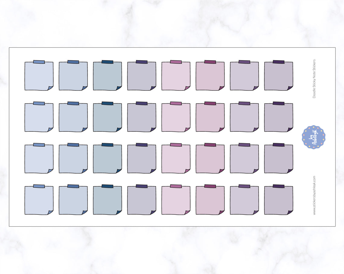 Doodle Sticky Note Stickers - Blueberry
