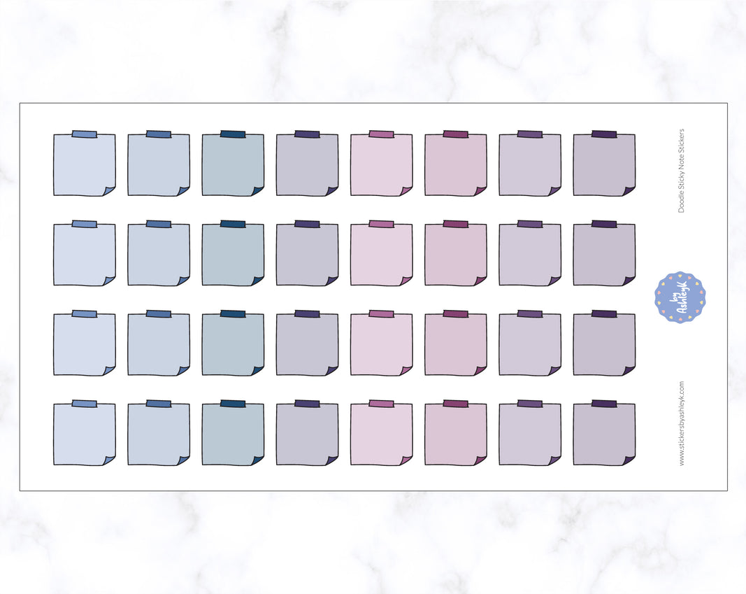 Doodle Sticky Note Stickers - Blueberry
