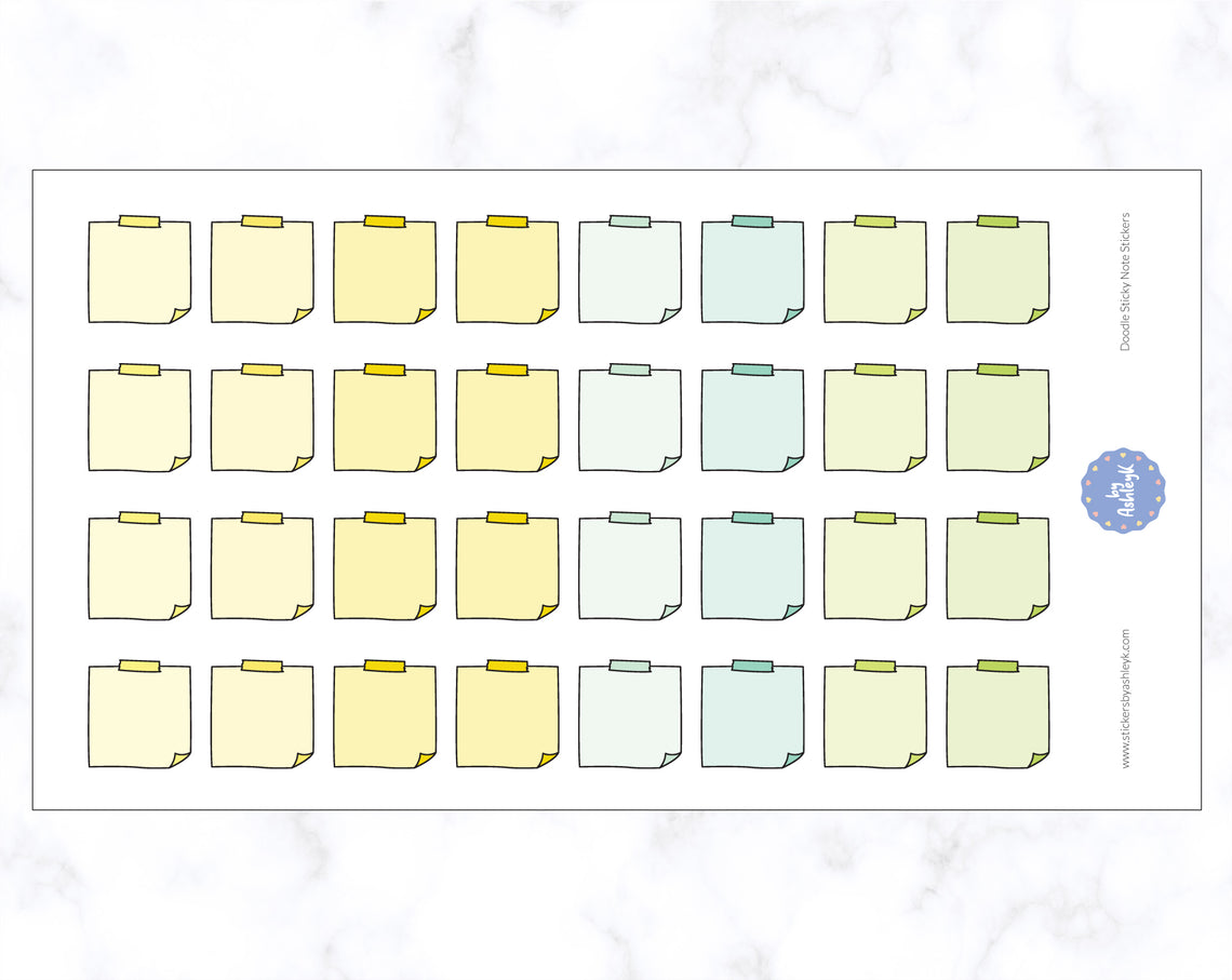 Doodle Sticky Note Stickers - Lemon&Lime