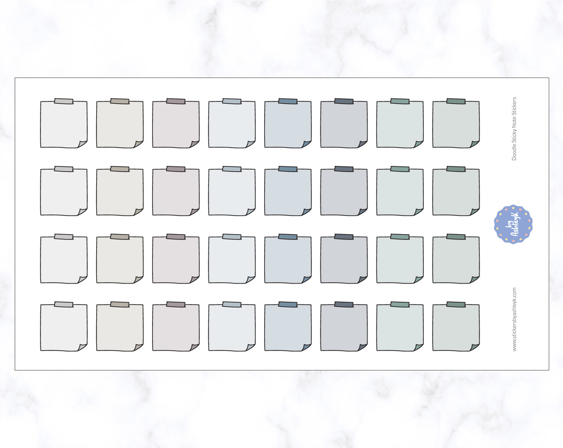 Doodle Sticky Note Stickers - Modern Neutral