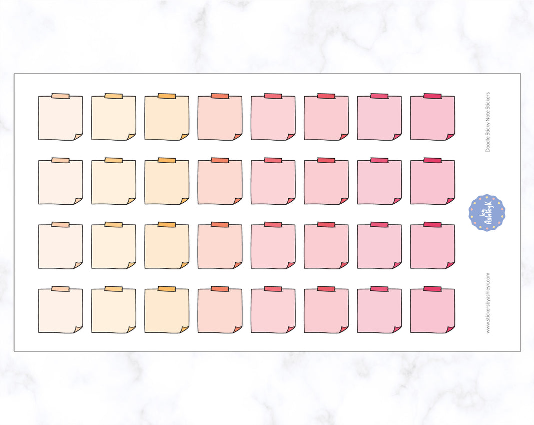 Doodle Sticky Note Stickers - Peach