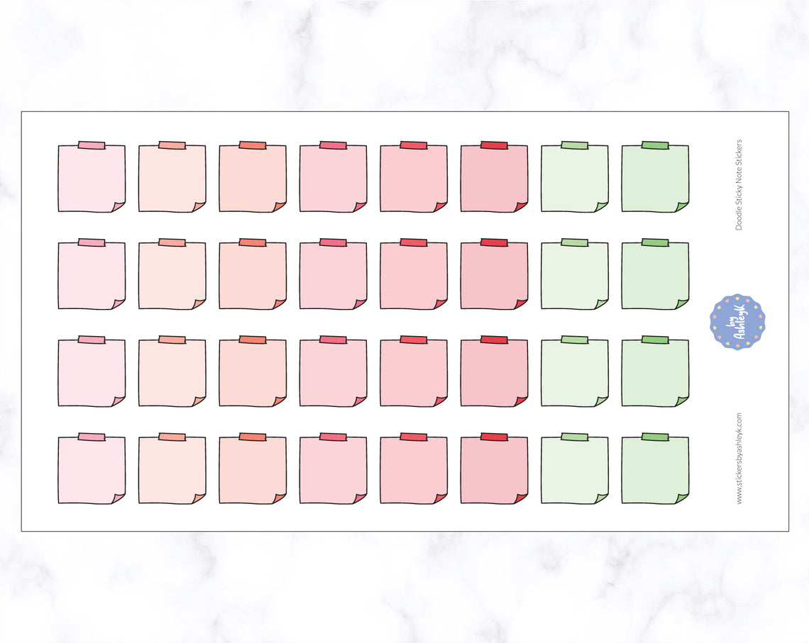 Doodle Sticky Note Stickers - Strawberry