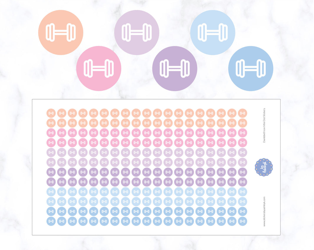 Dumbbell Icon Mini Dot Stickers