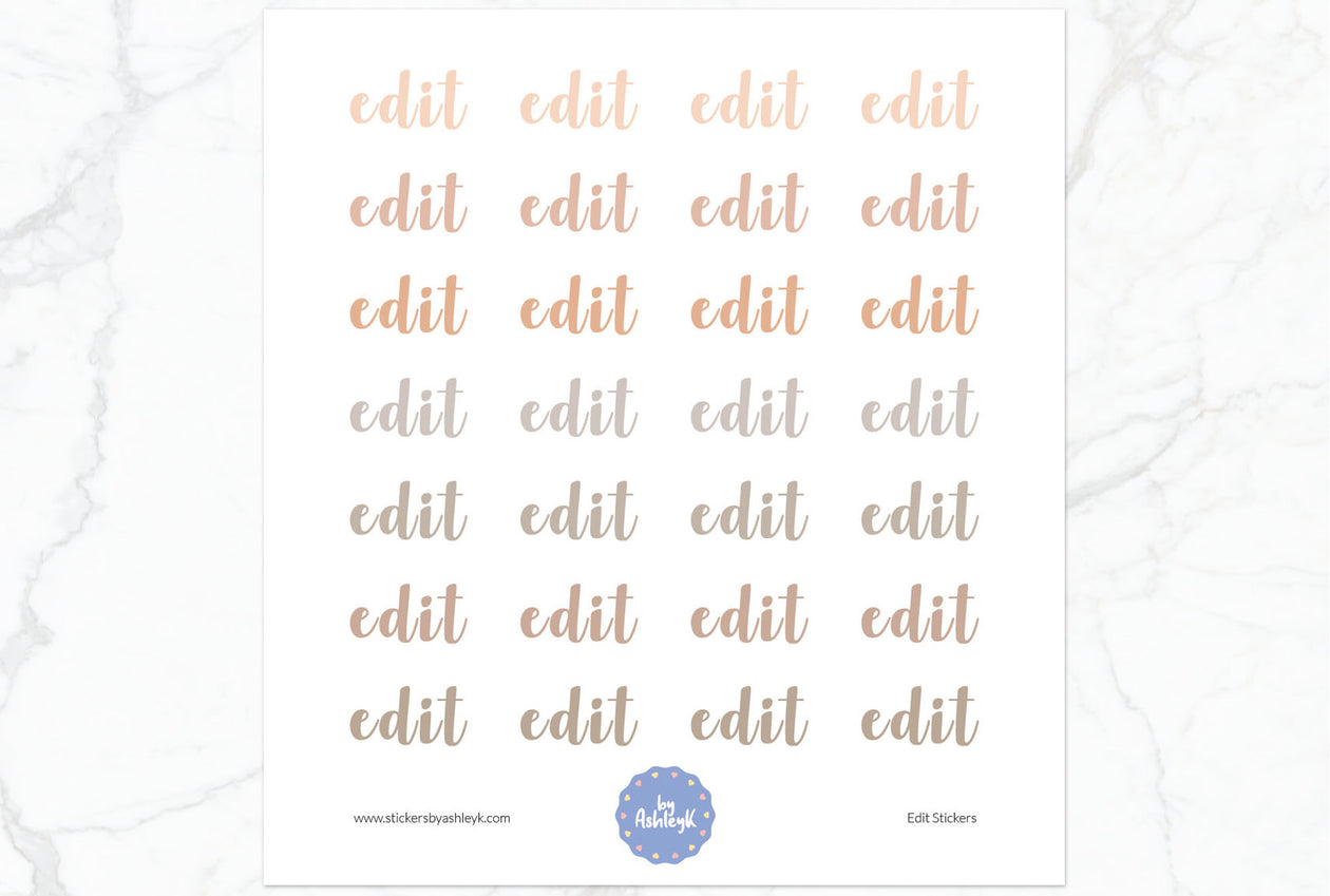 Edit Lettering Planner Stickers - Beige Neutral